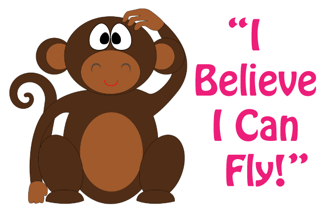 Monkey thinking I believe I can fly